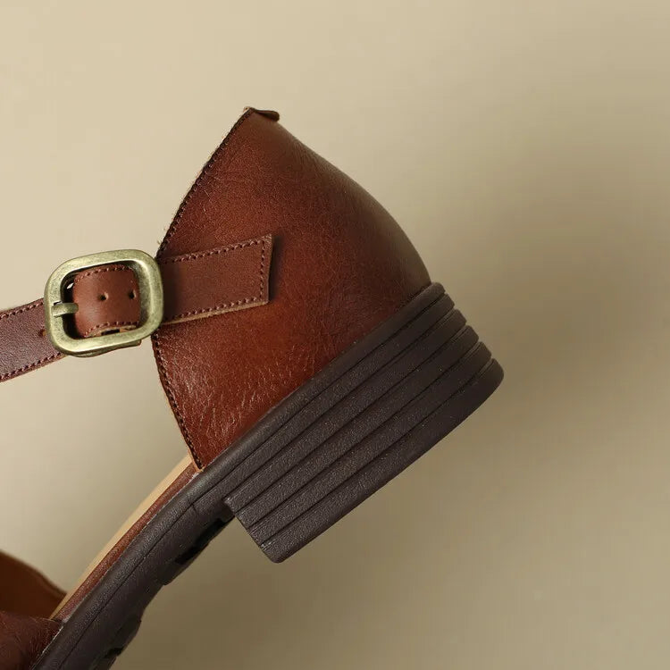 Arminda | Woven Leather T-Strap Sandals