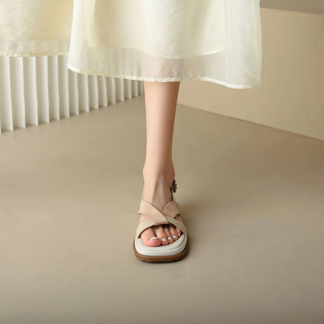 Maximilienne | Leather Low Platform Sandals