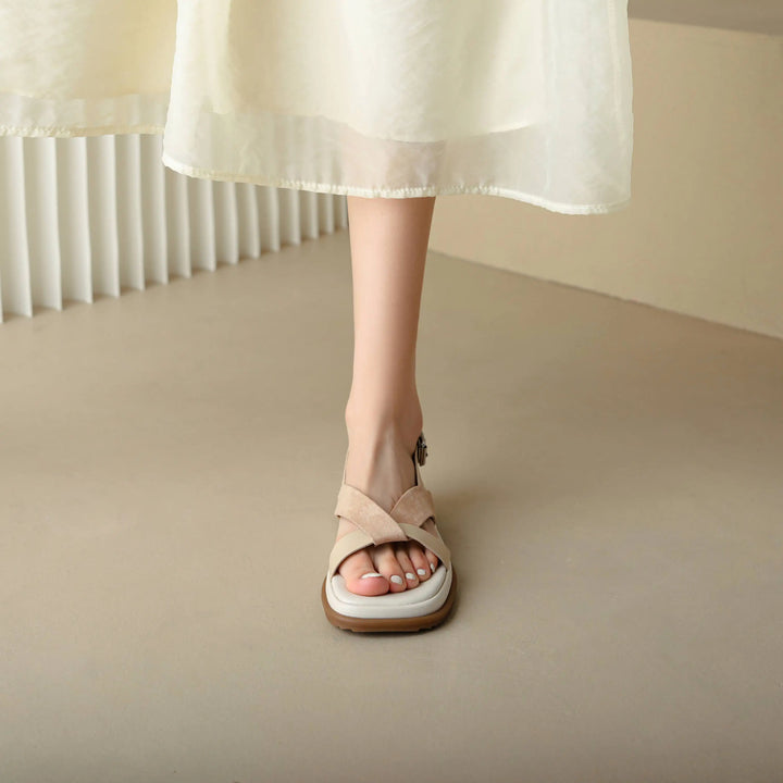 Maximilienne | Leather Low Platform Sandals