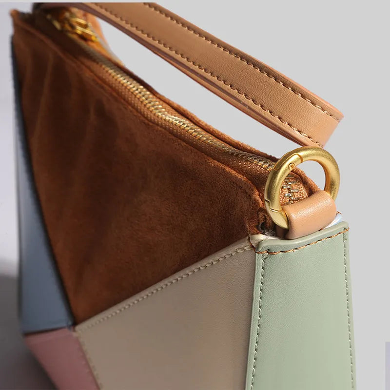 Faceted Panel Structured Handbag