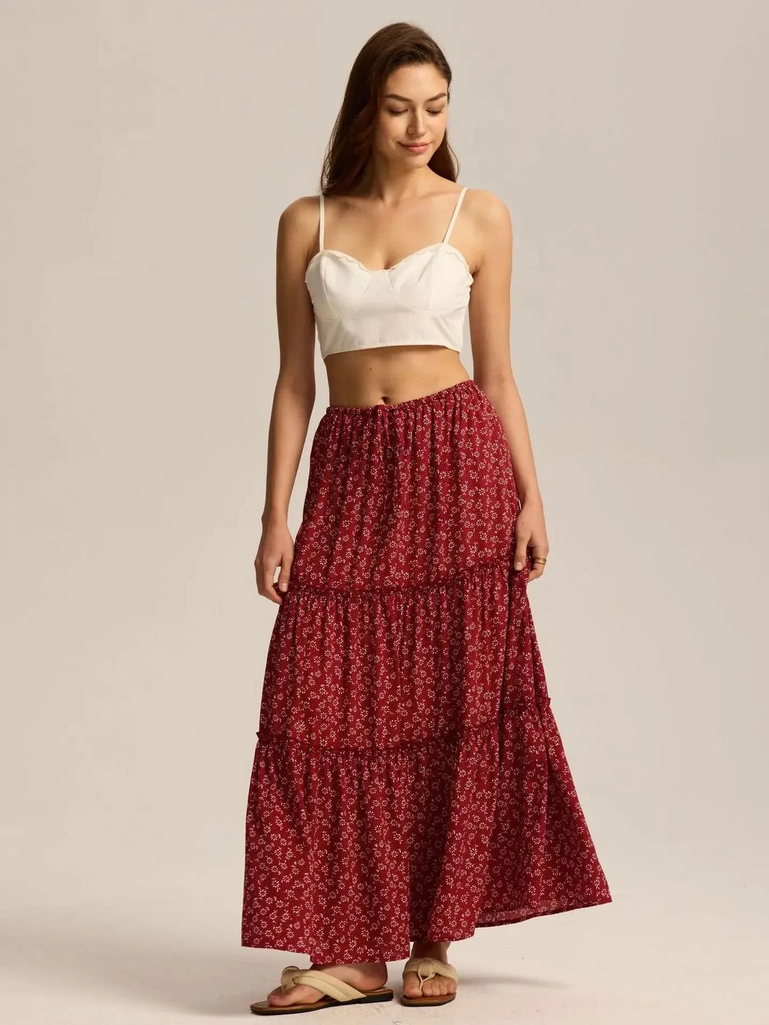 Vivian | 100% Cotton Drawstring Maxi Skirt