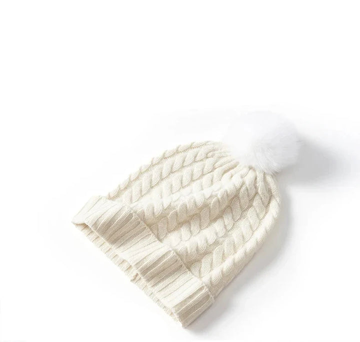 Fine Knit Cashmere Pom Beanie