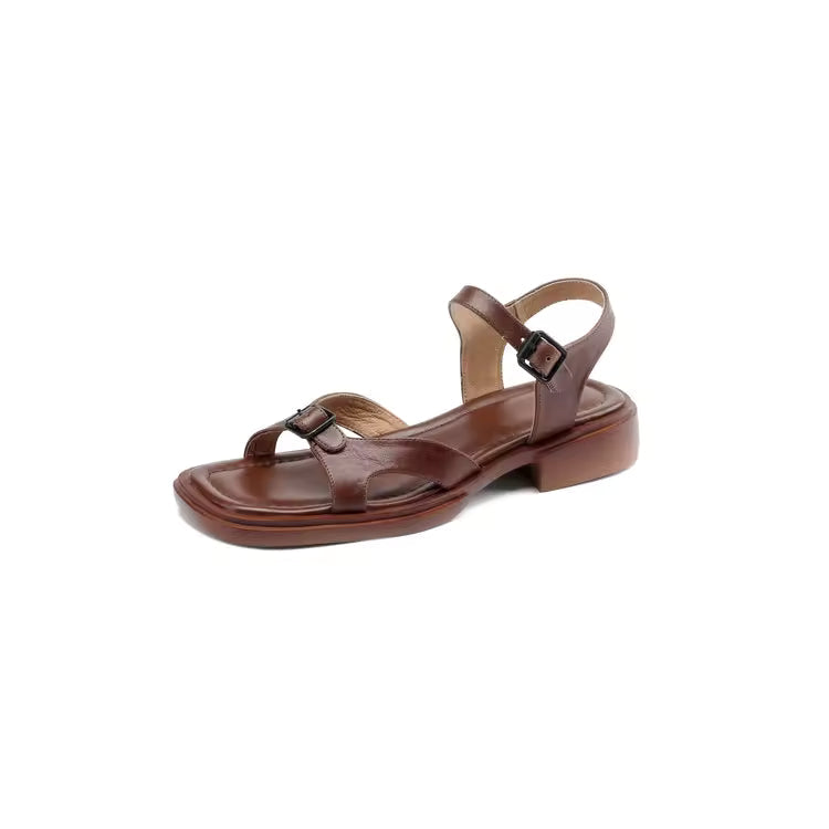 Marianna | Cow Leather Low Block Heel Sandals