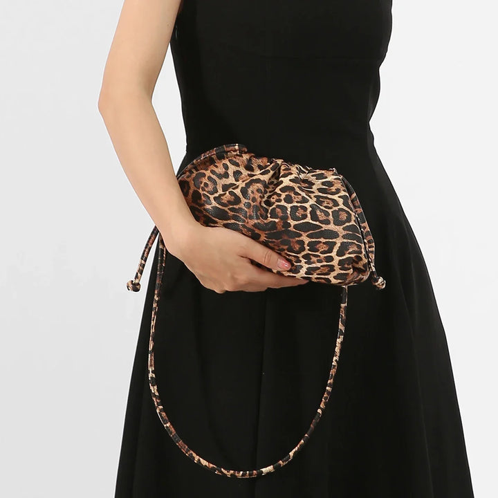 Leopard Print Hasp Clutch, Linen Lined