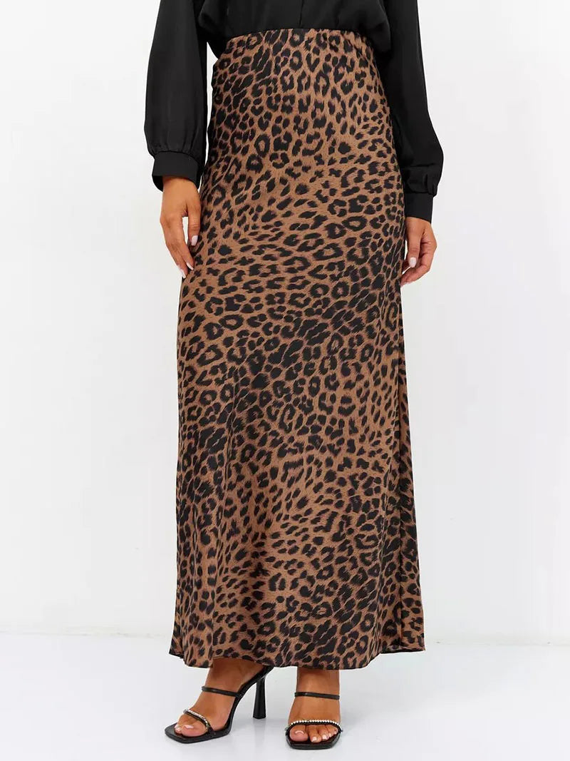 Alexandrine | Leopard Print Satin Skirt