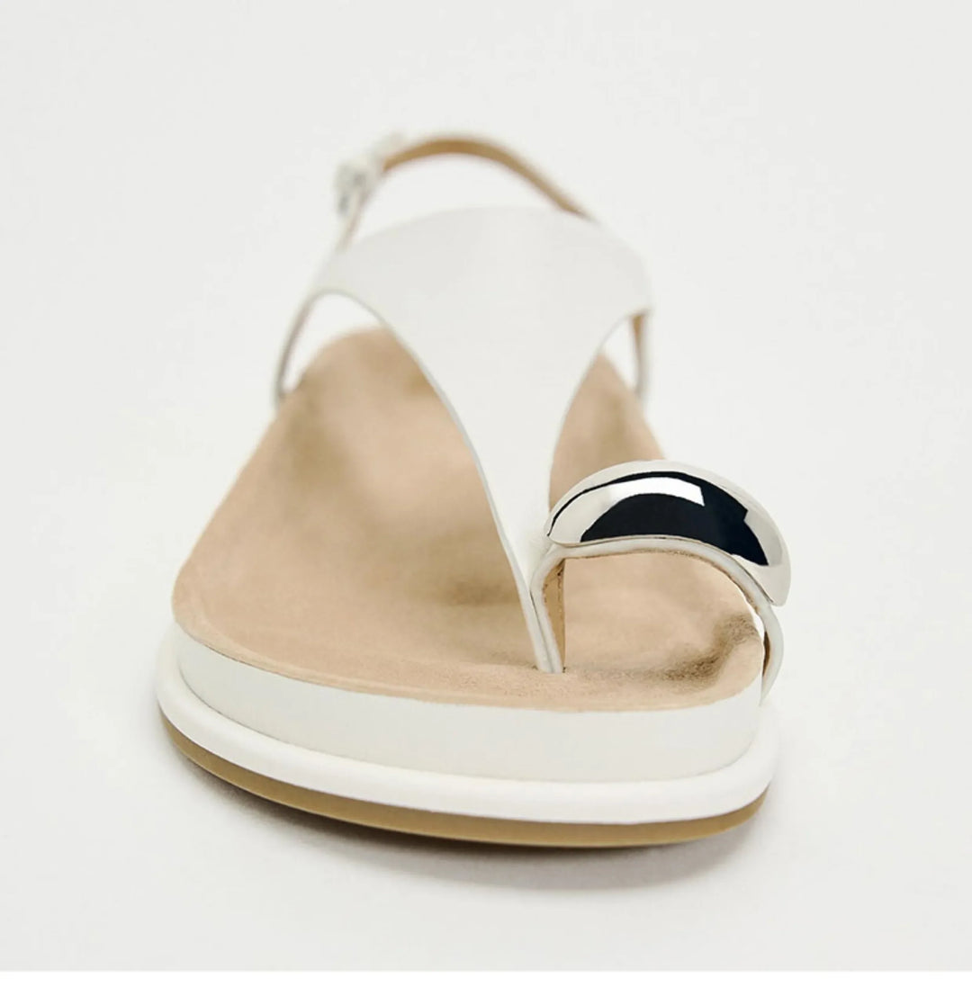 Eudora | Metal Trim Ankle Strap Flats