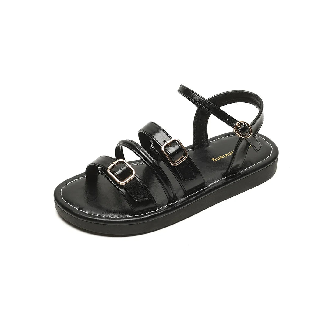 Mabel | Triple Buckle Leather Sandals