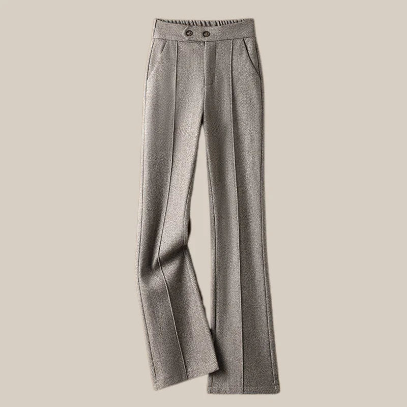 Capucine | Wool Blend Pleated Flare Trousers