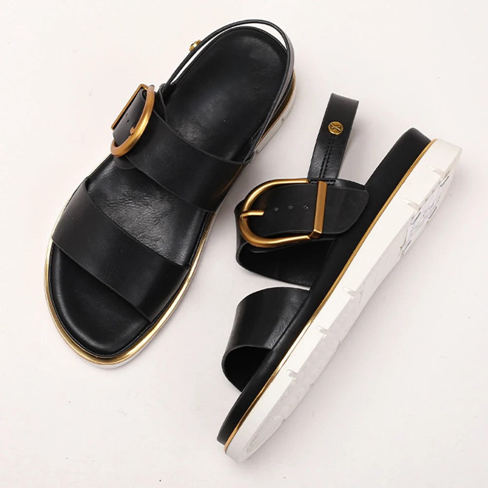 Valeria | Cross Strap Gold Buckle Sandals