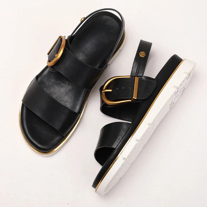 Valeria | Cross Strap Gold Buckle Sandals