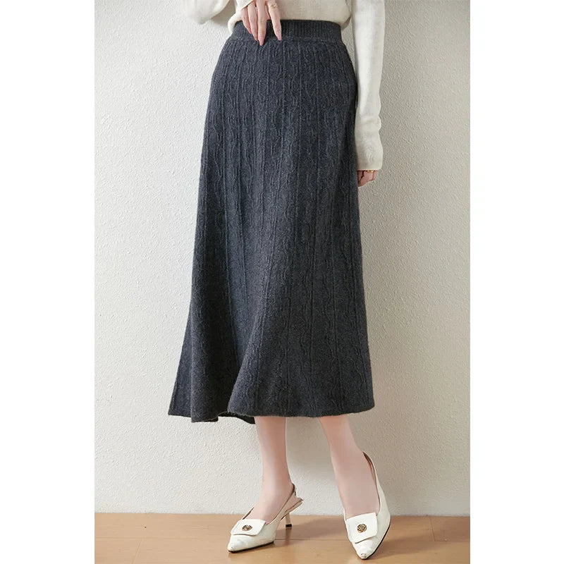 Olympia | Merino Wool Knit A-Line Skirt
