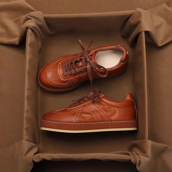Nicoline | Leather Lace-Up Court Trainers