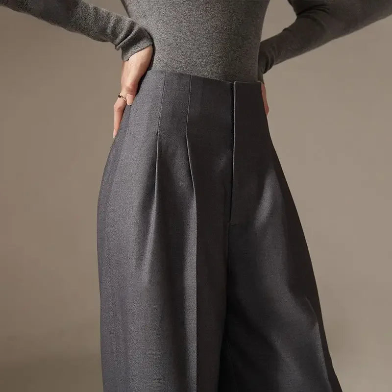 Octavie | Draped Cotton Wide Leg Trousers