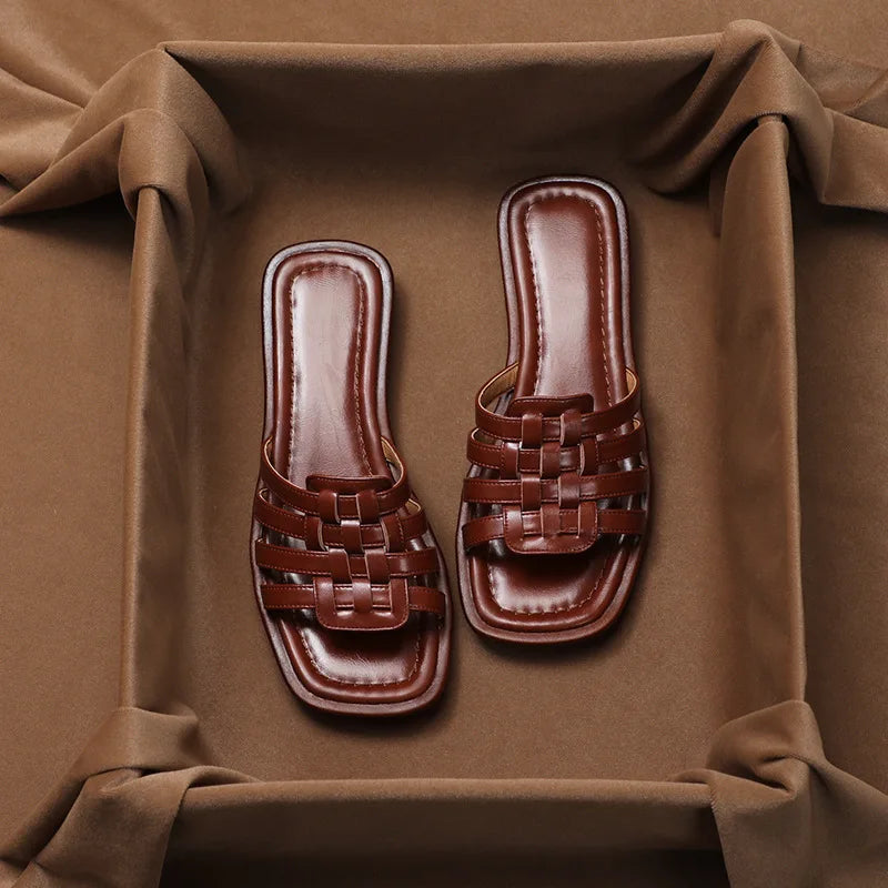 Andreanne | Hand Woven Square Toe Slides