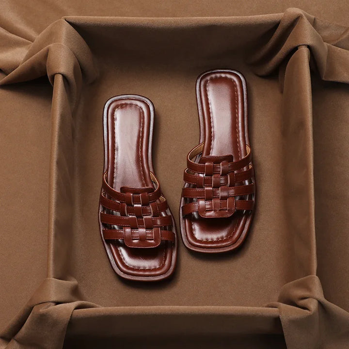 Andreanne | Hand Woven Square Toe Slides