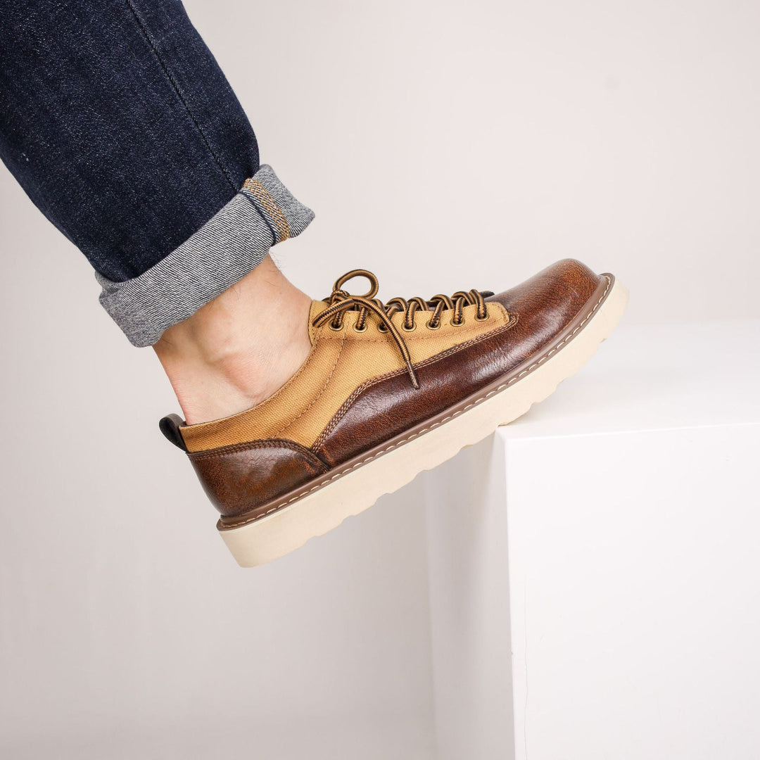 Célestin | Leather Canvas Lace-Up Sneakers
