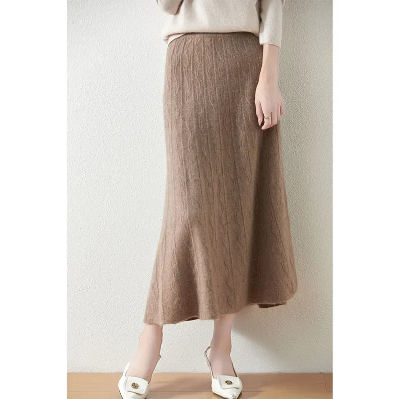 Olympia | Merino Wool Knit A-Line Skirt