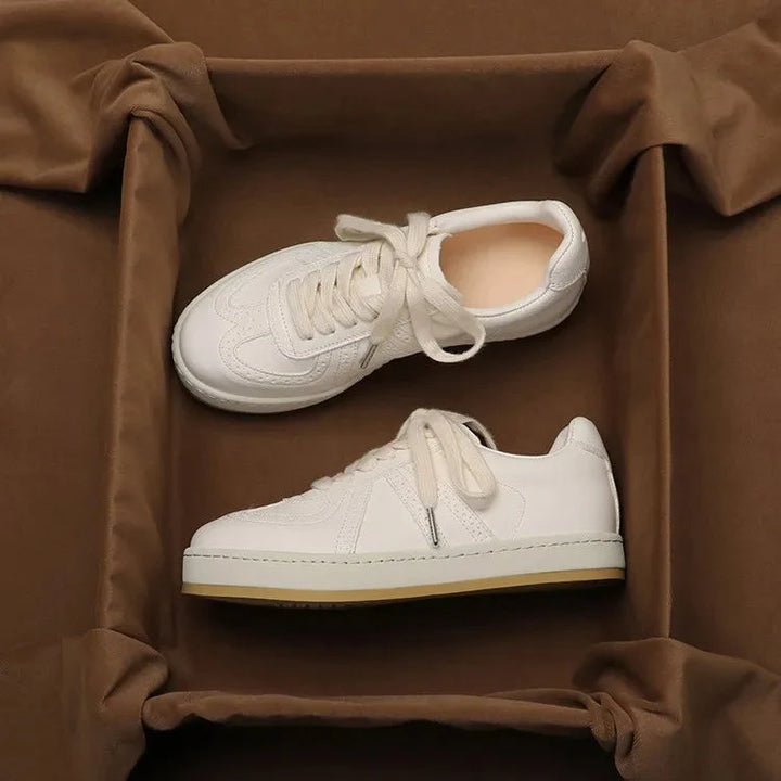 Nicoline | Leather Lace-Up Court Trainers