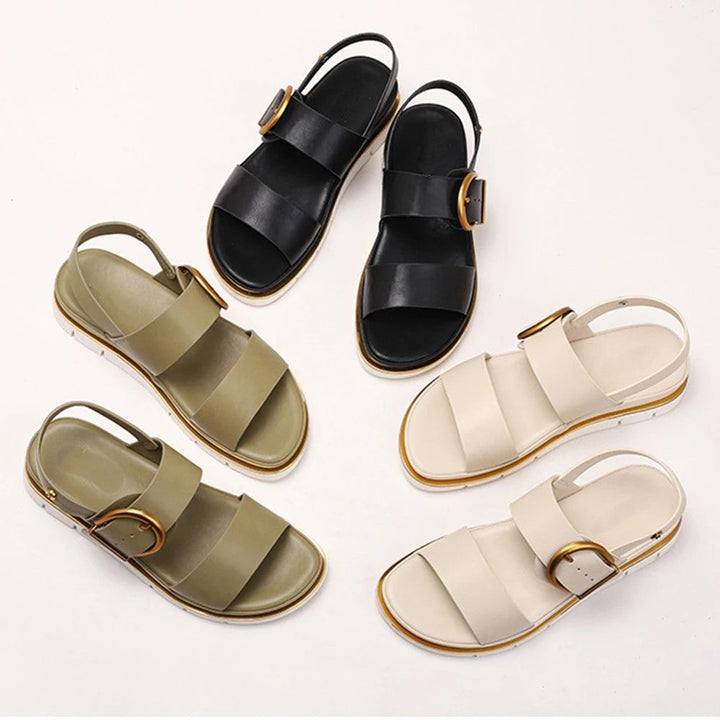 Valeria | Cross Strap Gold Buckle Sandals