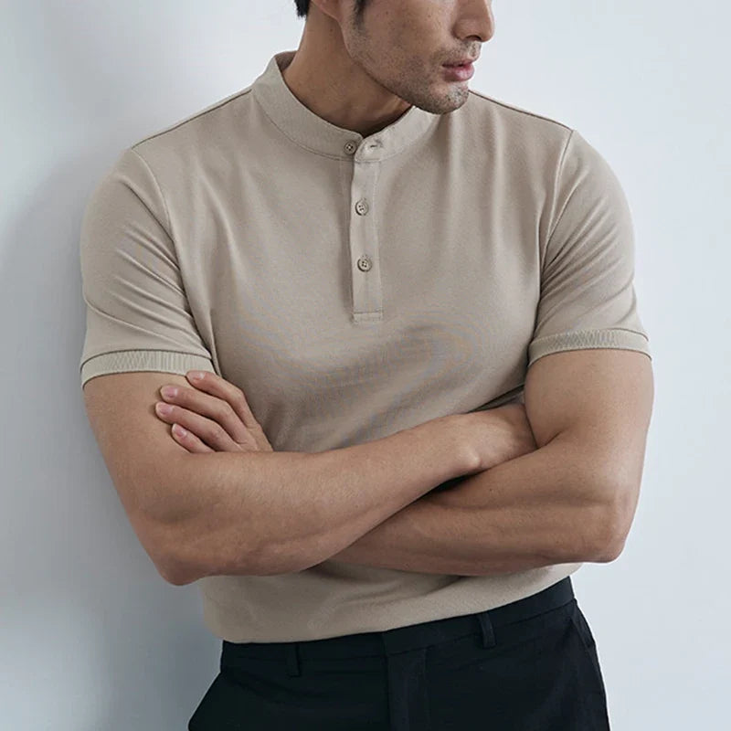 Léonce | Heavy Cotton Buttoned Crew Tee