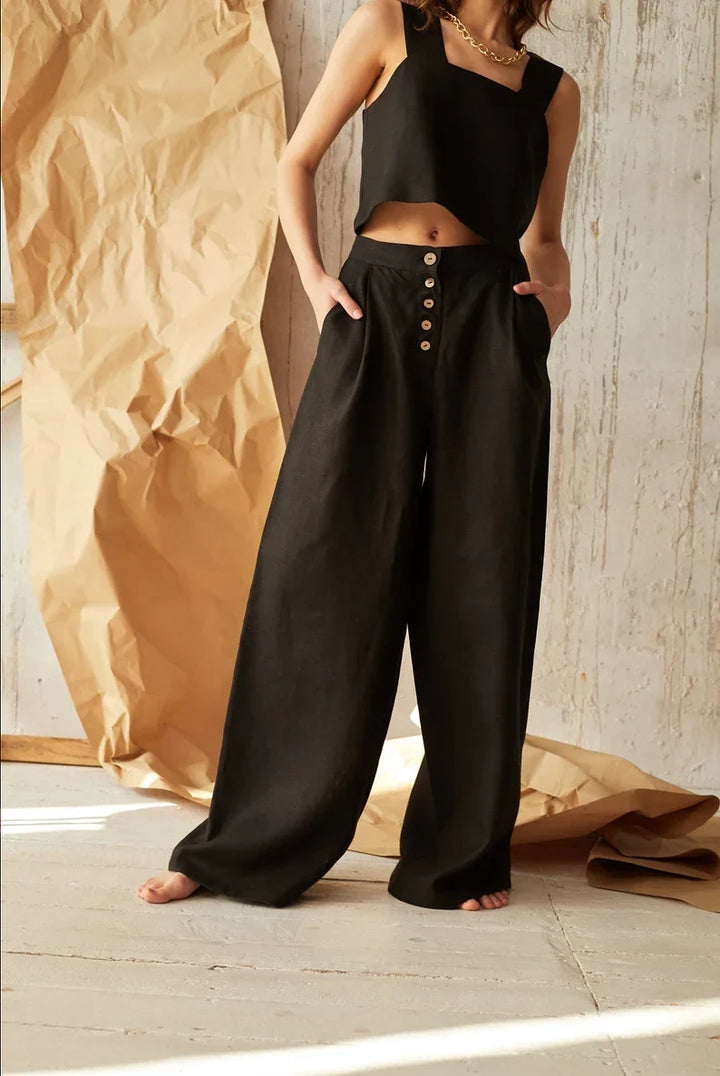 Petronille | Hidden Elastic Cotton Trousers