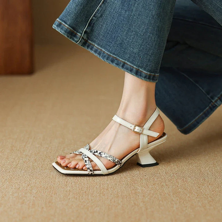 Bonnie | Square Toe Leather Heels