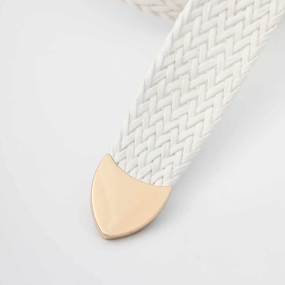 Woven Stretch Belt, Hooked Gold Buckle