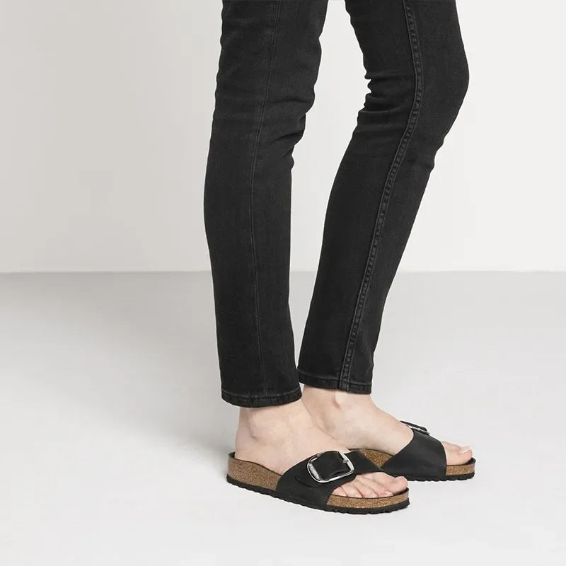 Gwen | Cork Footbed Suede Slides
