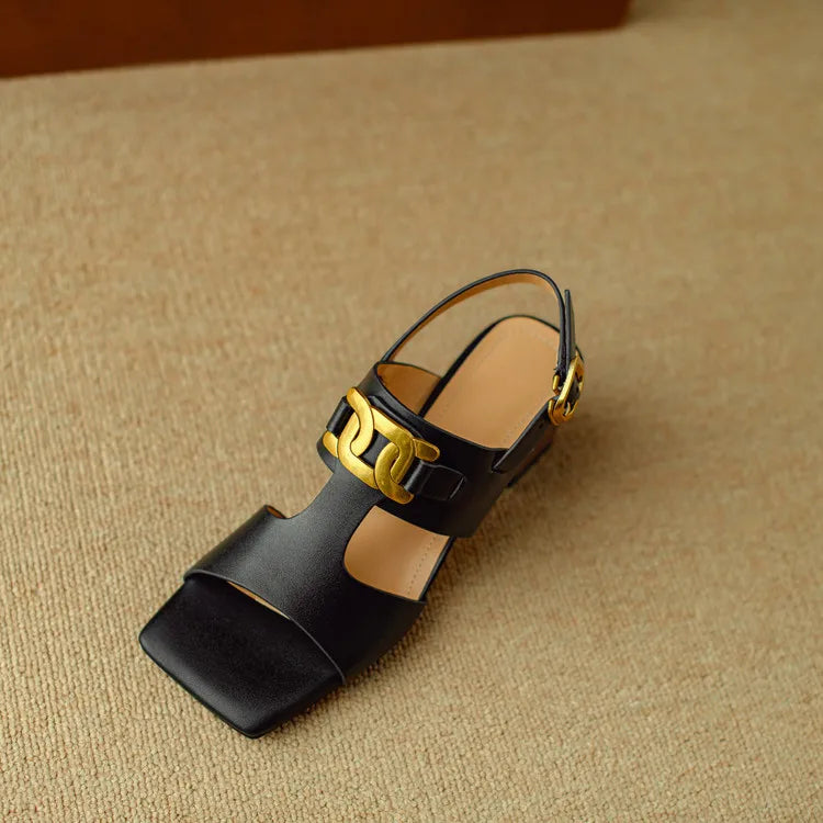 Hortensia | Chain Detail Block Heel Sandals