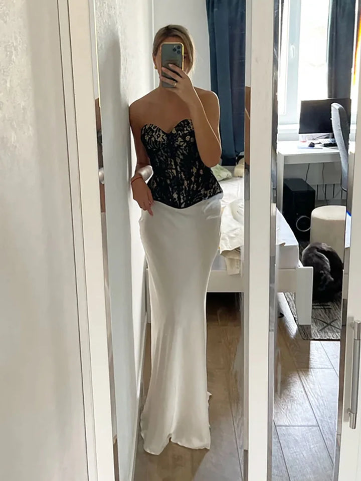 Deborah | Fishtail Hem Satin Maxi Skirt