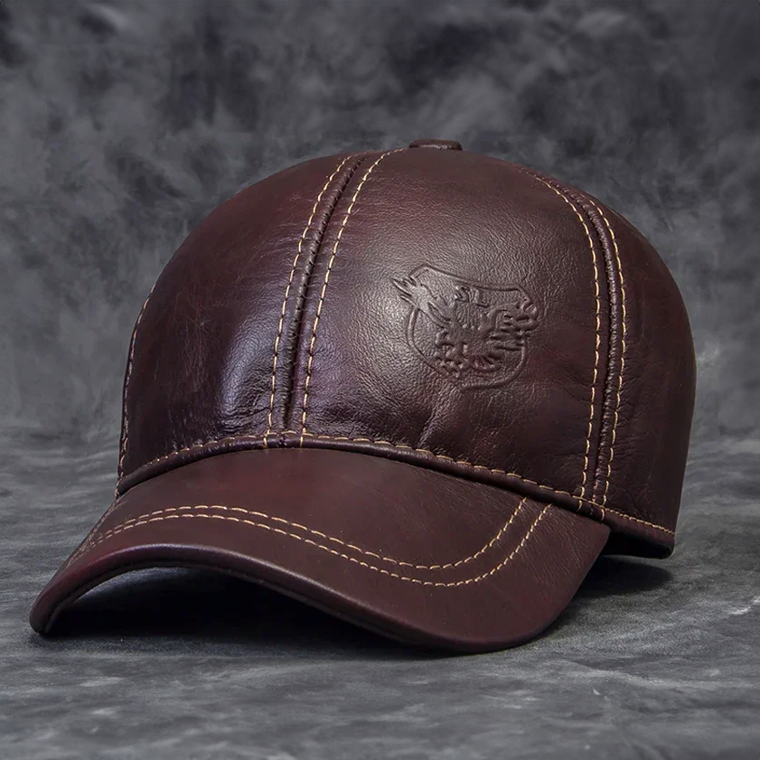 Panelled Leather Flat Cap