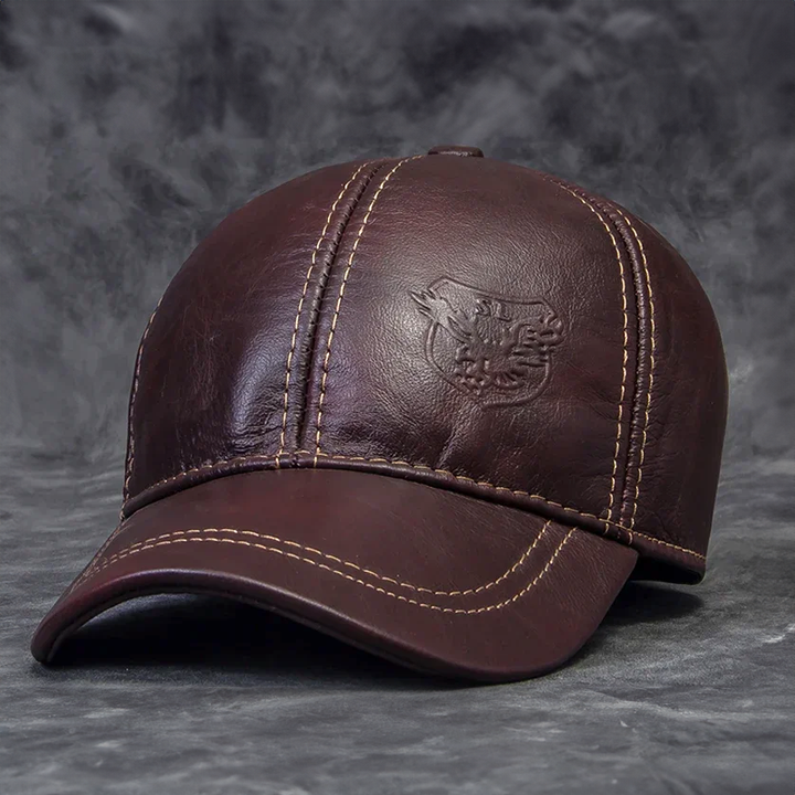 Panelled Leather Flat Cap