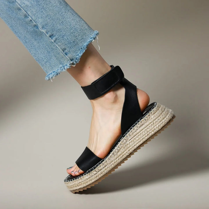 Zulma | Leather Strap Platform Espadrilles