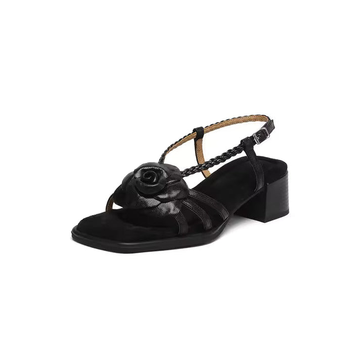Laurianne | Chunky Heel Flower Band Sandals