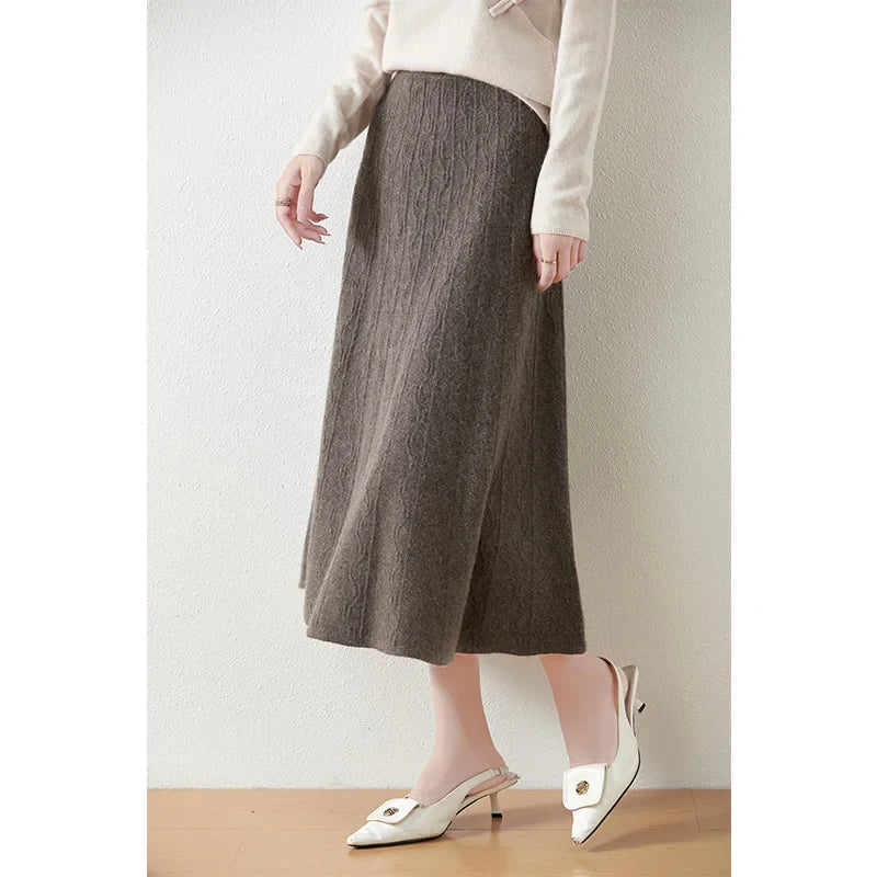Olympia | Merino Wool Knit A-Line Skirt