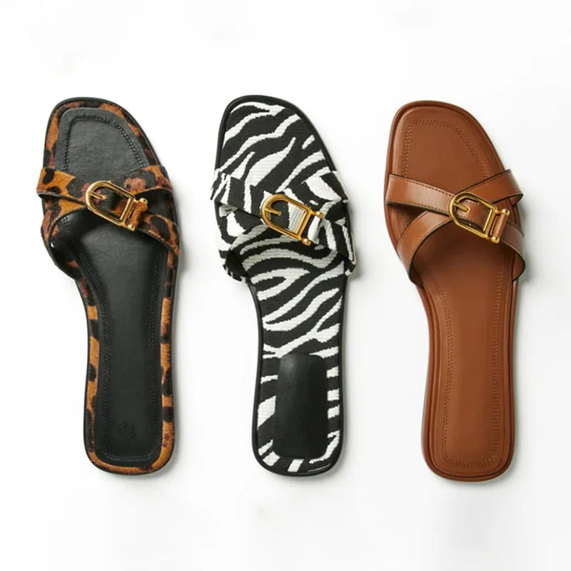 Vitalie | Crossed Strap Cutout Flat Slides