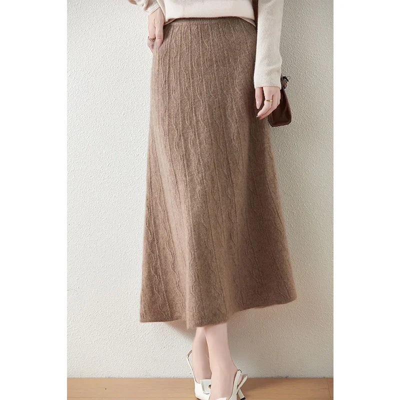Olympia | Merino Wool Knit A-Line Skirt