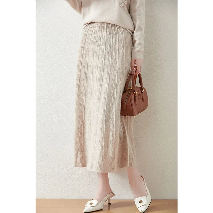 Olympia | Merino Wool Knit A-Line Skirt