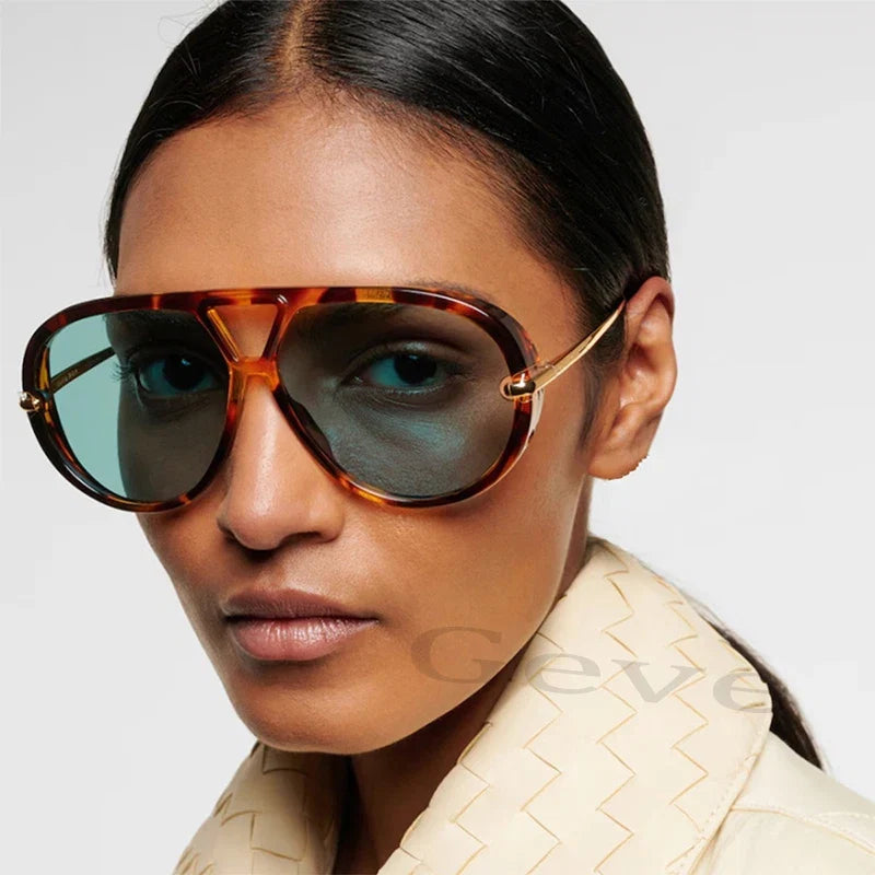 Double Bridge Metal Aviator Sunglasses