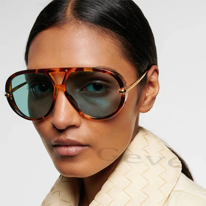 Double Bridge Metal Aviator Sunglasses