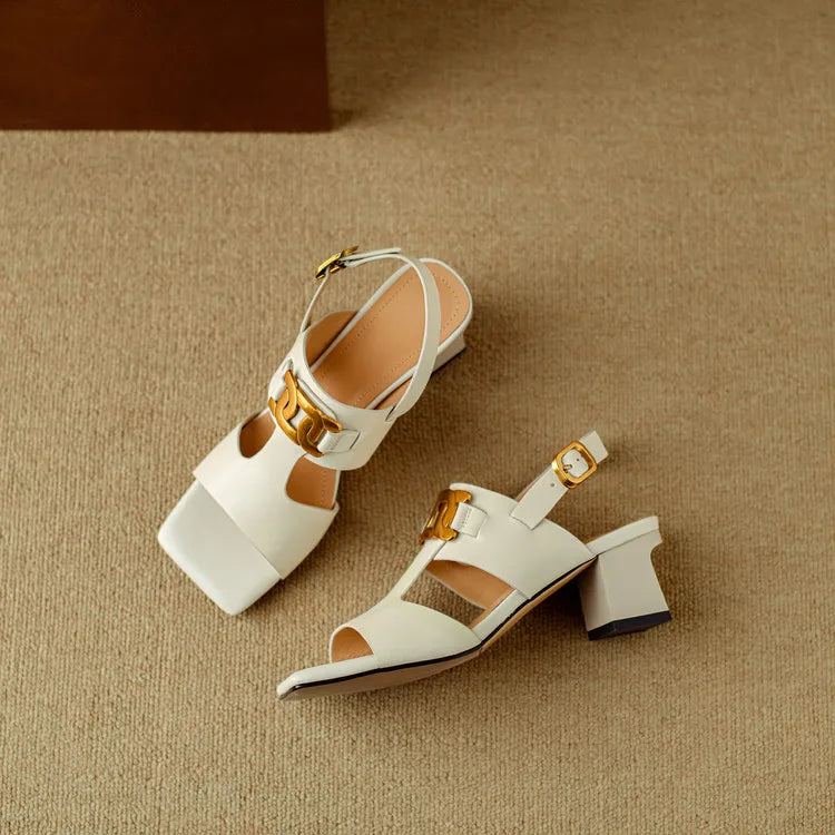 Hortensia | Chain Detail Block Heel Sandals