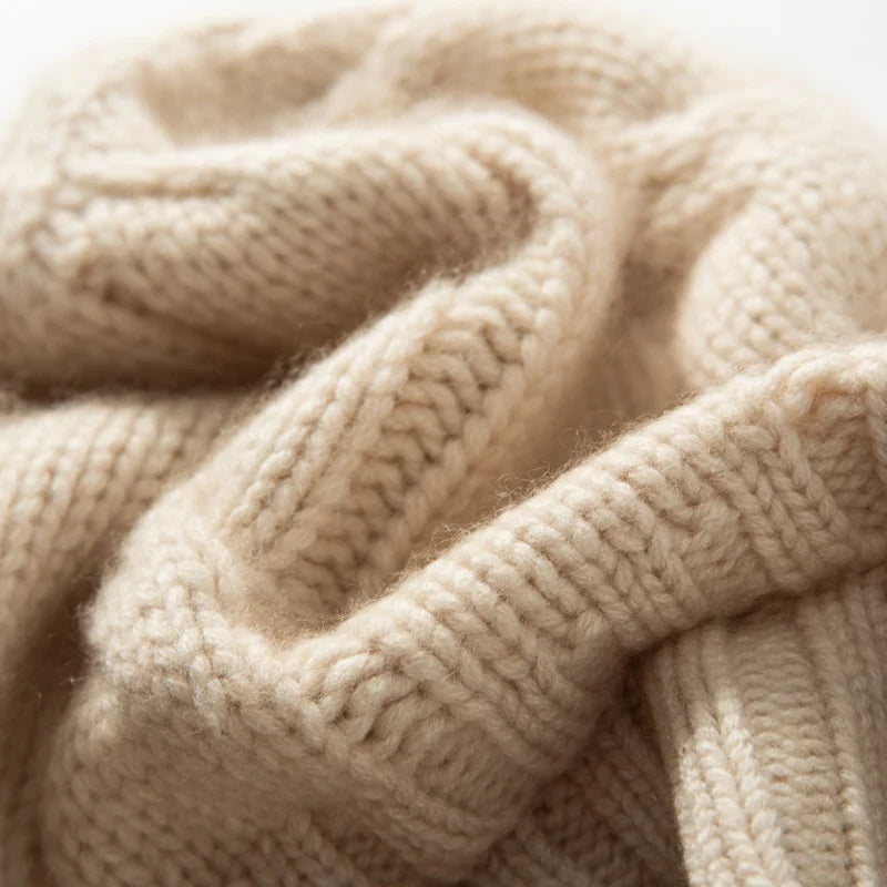 100% Cashmere Cable Knit Beanie