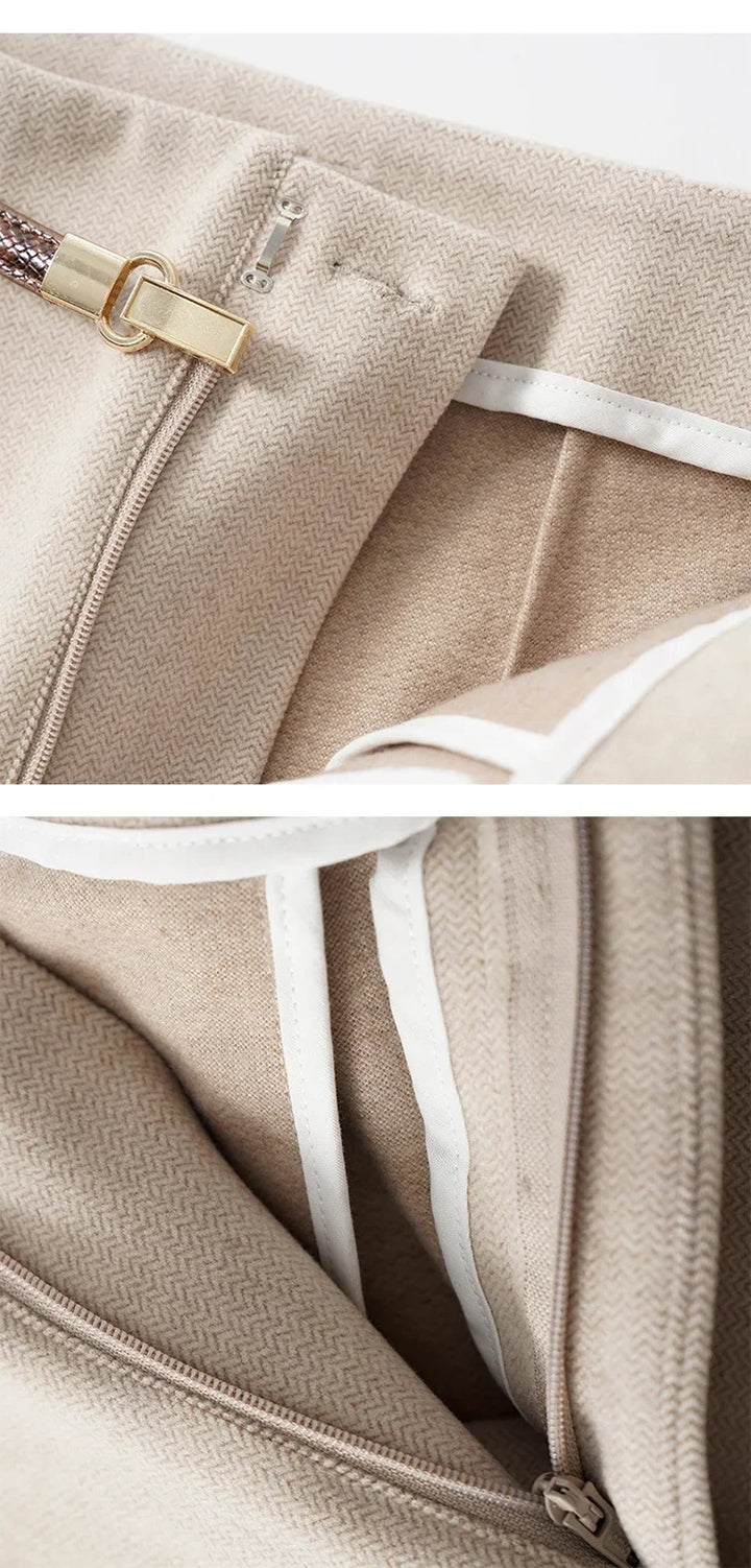 Adelia | 50% Wool Belted Wide Leg Trousers