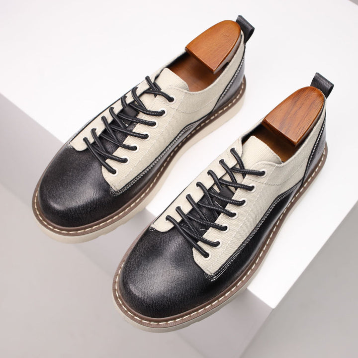 Célestin | Leather Canvas Lace-Up Sneakers