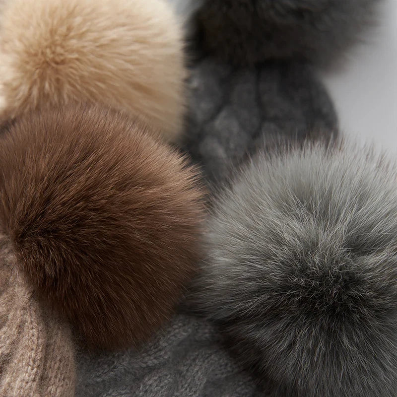 Fine Knit Cashmere Pom Beanie