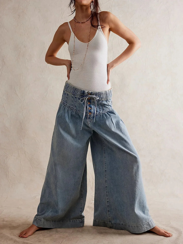 Lucia | Cotton Chambray Wide Leg Pants