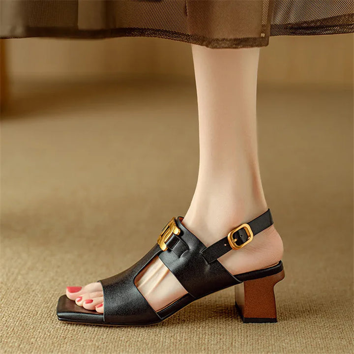 Hortensia | Chain Detail Block Heel Sandals