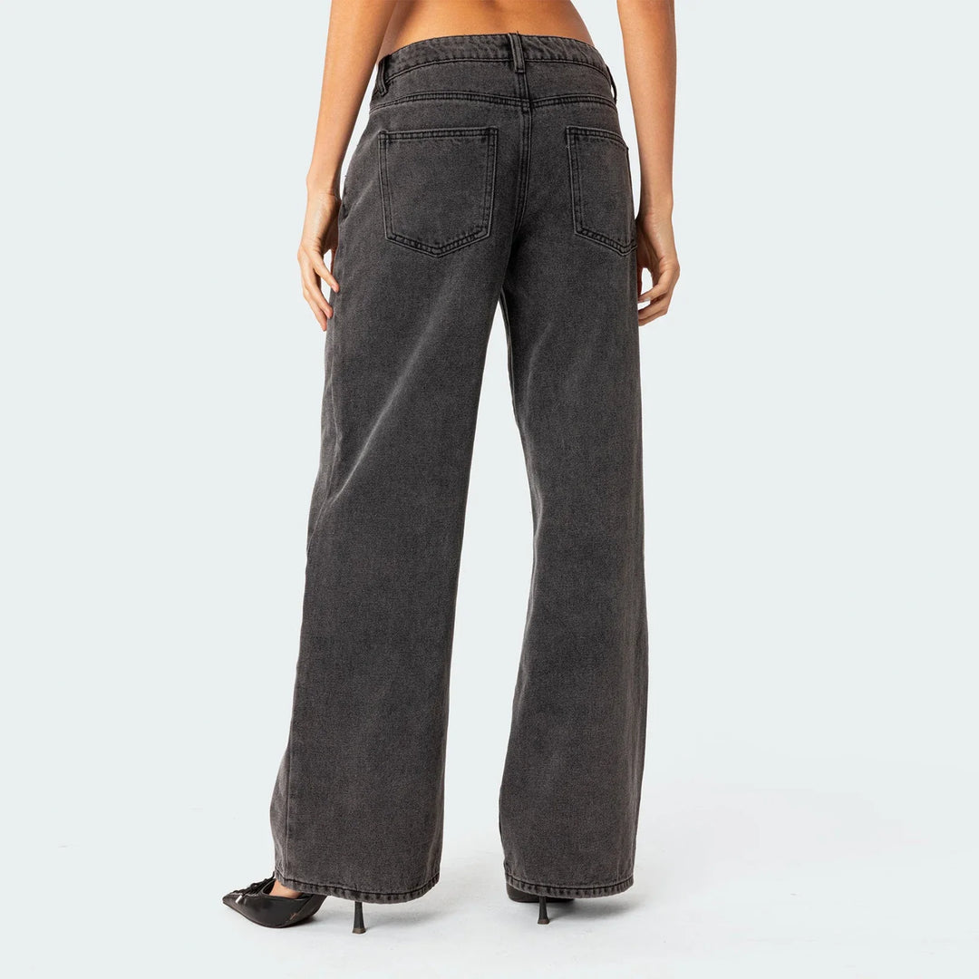 Ines | High Rise Cotton Straight Jeans