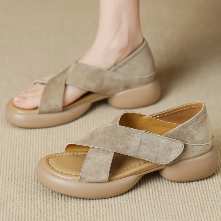 Enid | Suede Cross Band Platforms