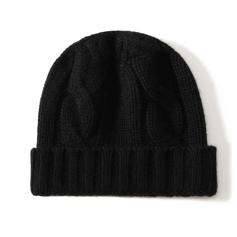 100% Cashmere Cable Knit Beanie